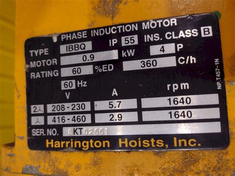 HARRINGTON HOIST: STOCK 18708