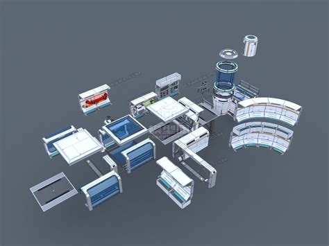 高清次世代科幻外星太空场景 操作室基地实验室太空堡垒未来场景模型 自然场景模型库 模型下载 Cg模型网