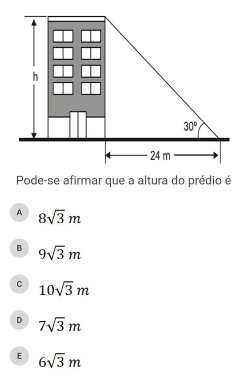 Determine A Altura Do Prédio Da Figura Seguinte - Determine A Altura Do Prédio Da Figura Seguinte - RETOEDU