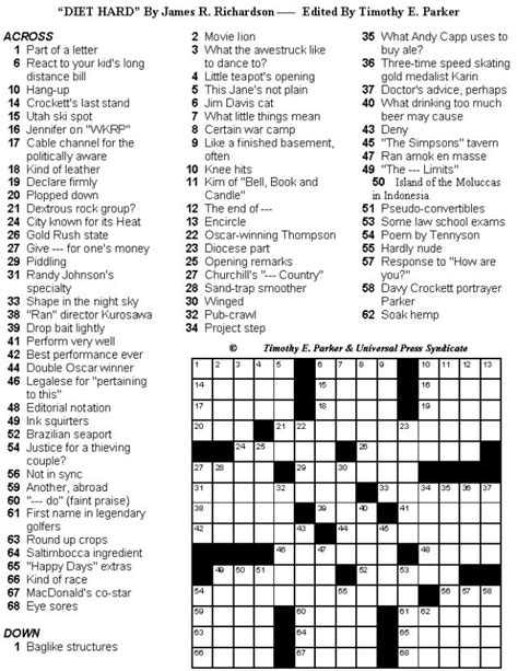 Free Printable Crossword Puzzles Medium Difficulty