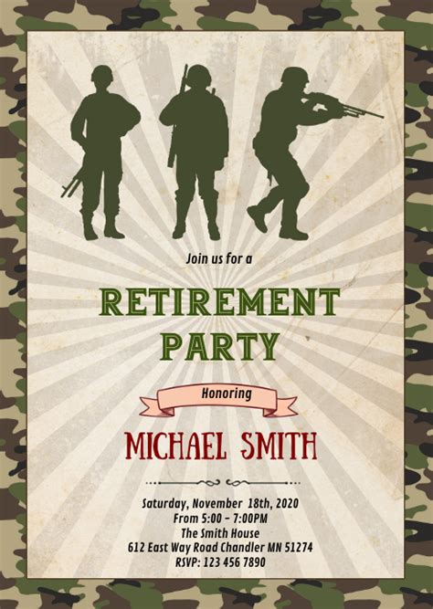 Military Army Retirement Party Invitation Template Postermywall