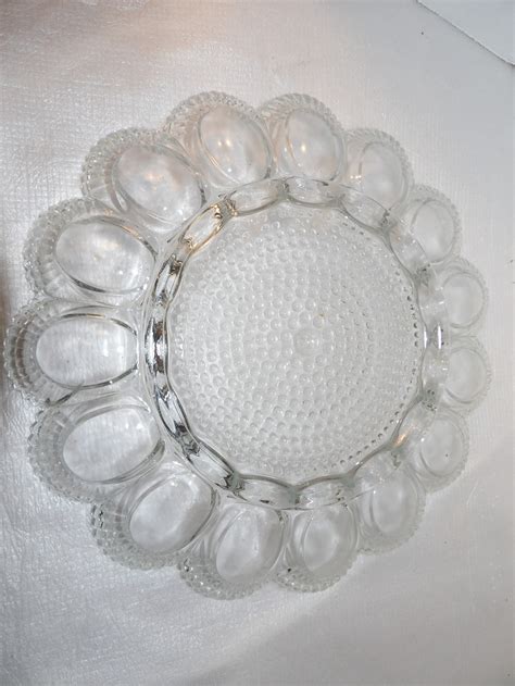 Vintage Indiana Glass Hobnail Deviled Egg Plate Etsy