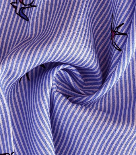 Viscose Blue Stripe Bat Print Fabric FC OA269 Dinesh Exports