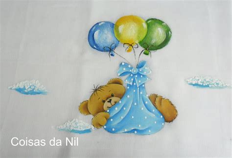 Coisas Da Nil Pintura Em Tecido Ursinhos Voadores Pinturas De