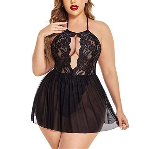 Nuisette Sexy Femme Sensuelle Sexy Femme Lingerie Dentelle Mesh Halter