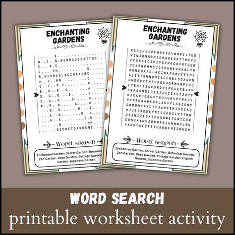 Enchanting Gardens Word Search Puzzle Worksheet Activity Made By