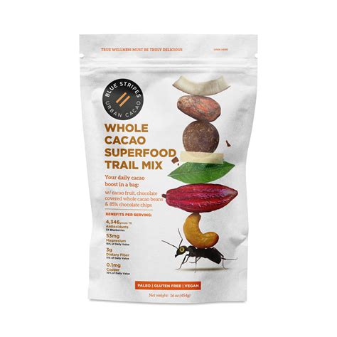 Blue Stripes Urban Cacao Whole Cacao Trail Mix Dark Chocolate Coconut