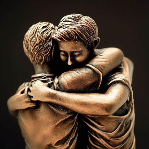 Premium Ai Image A Bronze Statue Of Two People Hugging