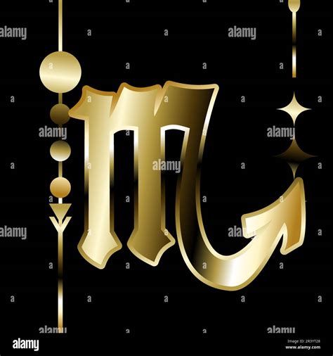 Scorpio Zodiac Symbol Shiny Luxury Golden Sticker Illustration In