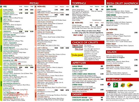 Menu Of Joeys Pizza Near Andheri West Station Mumbai Dineout Discovery