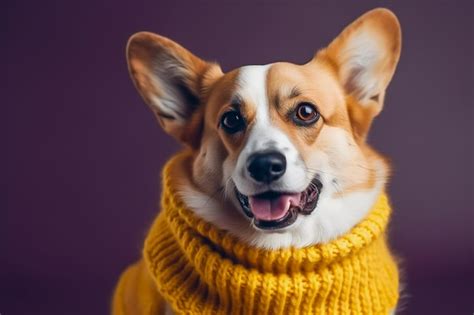 Premium Ai Image A Dog Wearing A Yellow Sweater With A Collar That