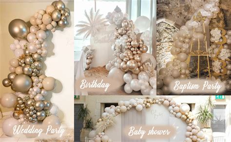 White Balloon Arch Kit Scmdoti Double Stuffed Pearl White Nude Neutral