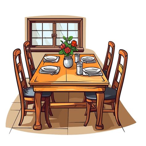 Premium Vector Dining Room Vector Clipart White Background