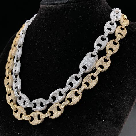 Diamond Gucci Link Chain White Gold And 18k Gold