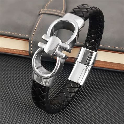 Pulsera De Acero Inoxidable Con S Mbolo Infinito Para Hombre Brazalete