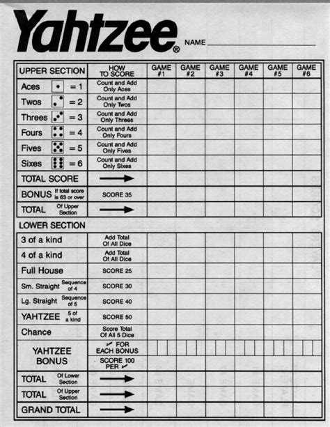 Yahtzee Score Sheets Printable | Activity Shelter