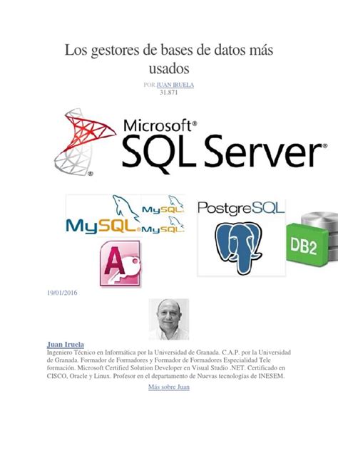 Los Gestores De Bases De Datos Más Usados Pdf Postgre Sql Bases