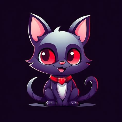 Premium AI Image Cute Vampire Cat Cartoon Illustration