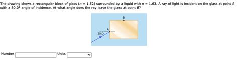 SOLVED The Drawing Shows Rectangular Block Of Glass N 1 52