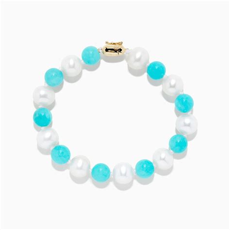 Effy 14k Yellow Gold Amazonite And Cultured Freshwater Pearl Bracelet