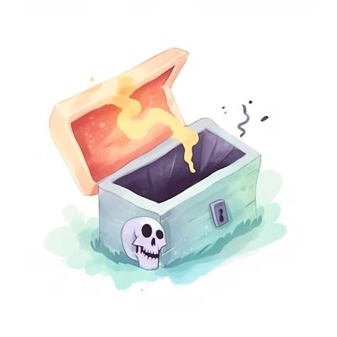 Premium Photo A Drawing Of A Treasure Chest With A Skull On It