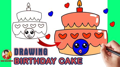 How To Draw A Birthday Cake Easy Easy Drawing Cake Cute Drawings