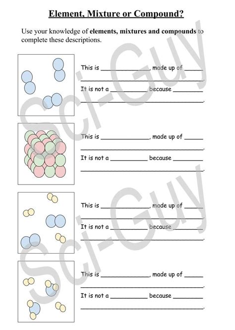 Elements Compounds And Mixtures Worksheets Answers Teaching