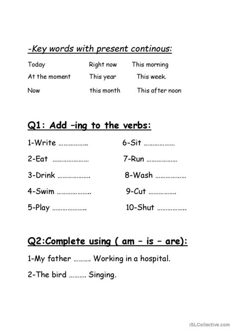 Present Continuous Affirmative Form English Esl Worksheets Pdf And Doc