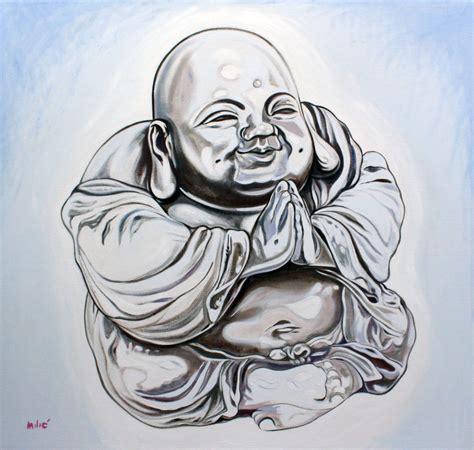 HAPPY BUDDHA 43x41 Oil On Canvas By Dragoslav Drago Milic Buddha Art