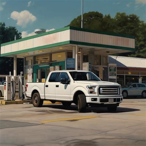 Premium Ai Image A Pickup Truck In Gas Station And Convenience Store