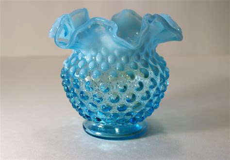 1940s Fenton Blue Opalescent Hobnail No 389 4 12 Etsy Fenton Glassware Fenton Opalescent