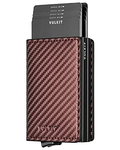 Vulkit Porte Carte De Credit Homme En Cuir Fibre De Carbone