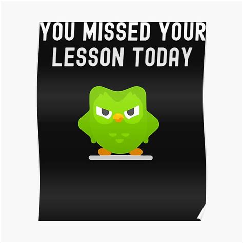 You Missed Your Lesson Today Duolingo Memes Poster For Sale By