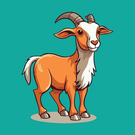 Premium Vector | Goat on a turquoise background Cartoon vector illustration