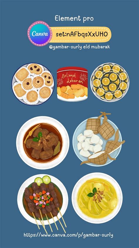 Canva Element Eid Mubarak Ilustrasi Makanan Menggambar Makanan