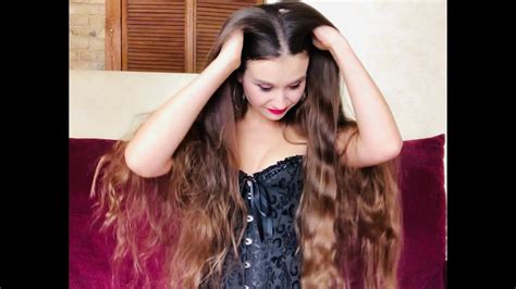 Hair Playing And Brushing Beautiful Long Hair In Black Corset Youtube