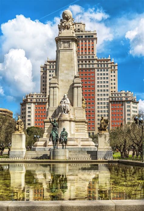 The Cervantes Monument The Tower Of Madrid In Madrid Stock Image