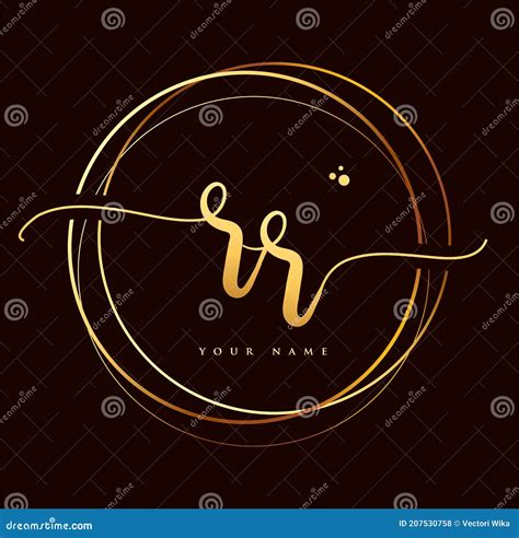 Rr Initial Handwriting Logo Golden Color Hand Lettering Initials Logo