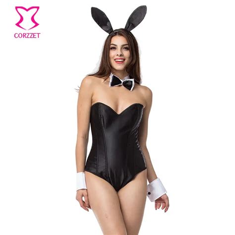 Black White Club Halloween Sexy Bunny Costume Plus Size Sexy Rabbit Lingerie Teddy Bodysuit