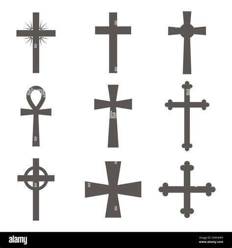 Icono De Cruz Cristiana En Diseño Plano Conjunto De Cruces Cristianas