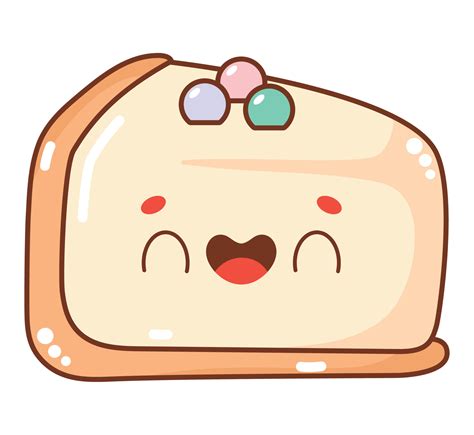 Kawaii Cake Slice Over White 24701988 Vector Art At Vecteezy