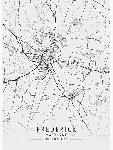 Frederick Maryland Us Gray City Map Poster For Sale By Ctmapprint