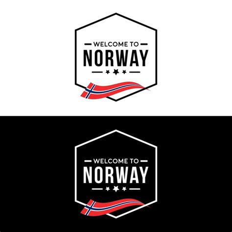 Welkom Bij Noorwegen Sticker En Badge Set Met Noorse Vlag Vector