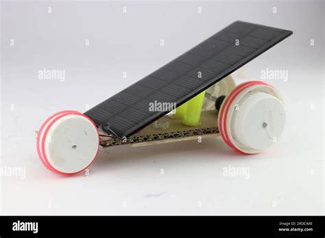 Solar Powered Car Working Model With Inclined Solar Panels And Wheels