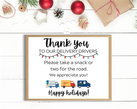 Delivery Driver Sign, Happy Holidays Sign, Thank You, Please Take a