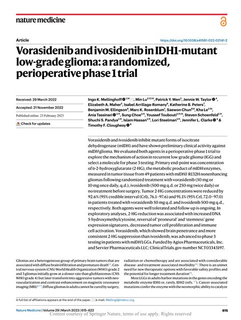 PDF Vorasidenib And Ivosidenib In IDH1 Mutant Low Grade Glioma A