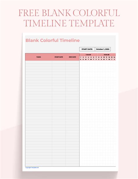 Free Blank Colorful Timeline Template - Google Sheets, Excel | Template.net