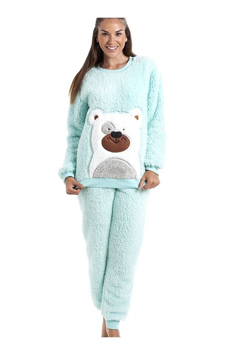 Camille Mint Green Soft Fluffy Bear Pyjama Set