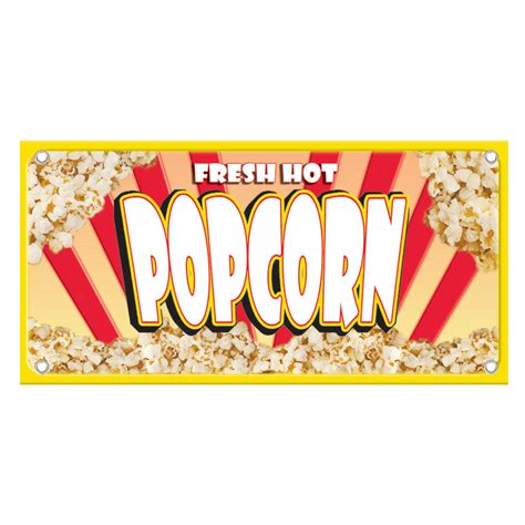 12 X 24 Rectangular Concession Stand Sign With Fresh Popcorn Design