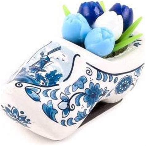 Souvenir Magneet Klomp Met Tulpen Holland Delfts Blauw Cm